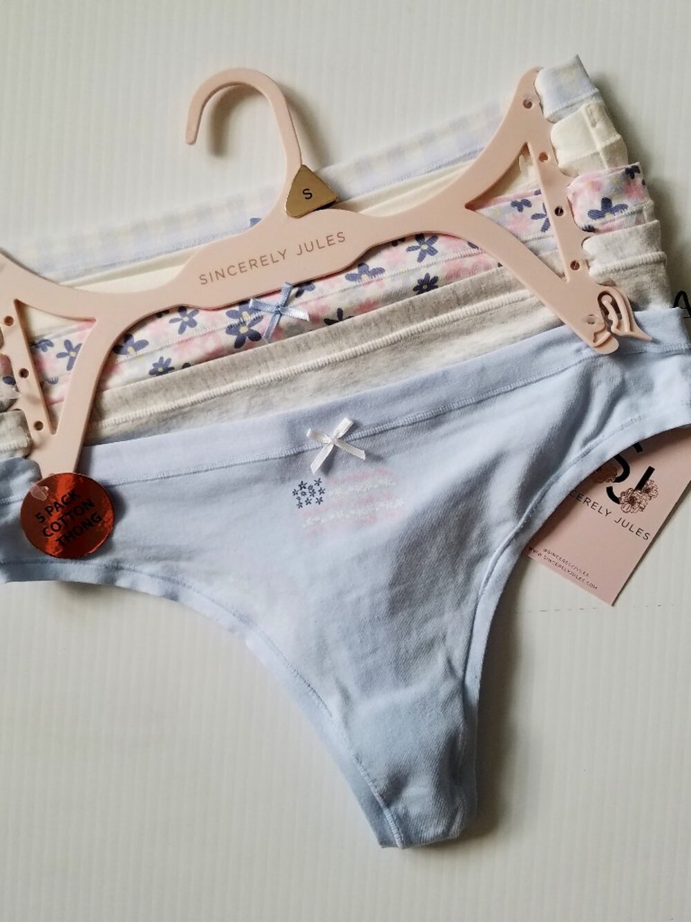 NWT Sincerely Jules Cotton Panties 5 Pack Thong Sz. S